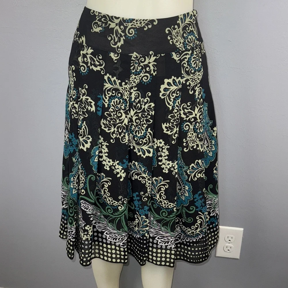 Emma‎ James Skirt Women’s Petite 12 Multicolor Floral Pleated Chiffon Midi